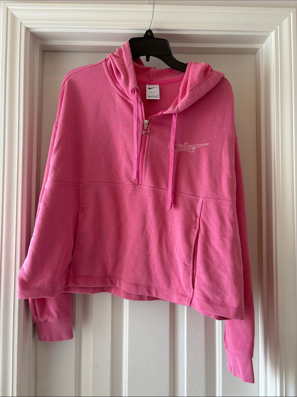 Nike Pink Half-Zip Hooded Pullover Size XL Womens